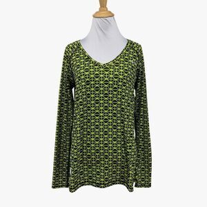 Under Armour Shirt Womens M Medium Multi Highlighter Fitted HeatGear V Neck